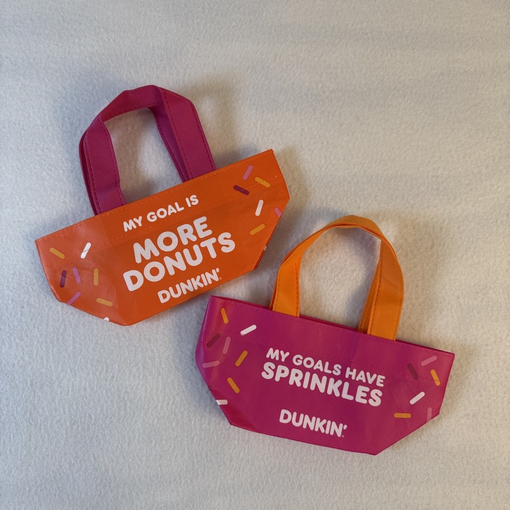 2 Dunkin Mini Tote‎ Bags  Limited Edition Rare Dunkin Donuts Coffee Promo 2026